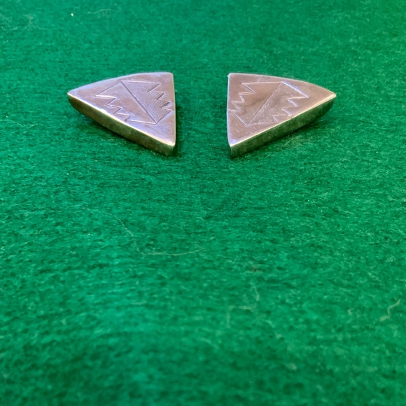 Vintage Sterling Silver? ~ Native American Navajo? ~ Shirt Collar Tips - Picture 2 of 9